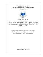 Luận văn tốt nghiệp cử nhân luật kinh tế về Pháp luật về Luật cạnh tranh trong hoạt động đấu thầu dịch vụ làm sạch và thực tiễn