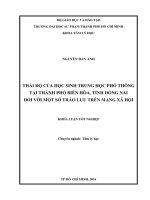 Thái độ của học sinh trung học phổ thông tại thành phố biên hòa, tỉnh đồng nai đối với một số trào lưu trên mạng xã hội 