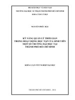 Kỹ năng quản lý thời gian trong hoạt động học tập của sinh viên một số trường đại học tại thành phố hồ chí minh 