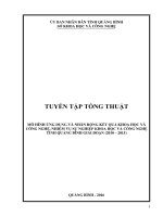 MÔ HÌNH ỨNG DỤNG VÀ NHÂN RỘNG KẾT QUẢ KHOA HỌC VÀ CÔNG NGHỆ, NHIỆM VỤ SỰ NGHIỆP KHOA HỌC VÀ CÔNG NGHỆ TỈNH QUẢNG BÌNH GIAI ĐOẠN (2010 – 2015)