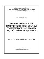 Thực trạng chăm sóc tinh thần cho bệnh nhân sau tai biến mạch máu não của một số cơ sở y tế tại thành phố hồ chí minh 