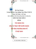 BÁO CÁO: TÁC ĐỘNG CỦA ĐẦU TƯ TRỰC TIẾP NƯỚC NGOÀI TỚI TĂNG TRƯỞNG KINH TẾ Ở VIỆT NAM