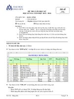 ĐỀ THI MÔN BẢNG TÍNH QTKD HK151A. ĐỀ A