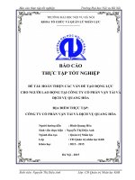 Báo cáo thực tập quản trị nhân lực: Hoàn thiện các vấn đề tạo động lực cho người lao động tại công ty cổ phần vận tải và dịch vụ quang hòa