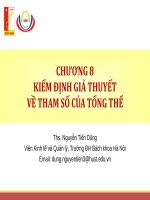 Bài giảng Thống kê ứng dụng trong kinh doanh: Chương 8 (ThS. Nguyễn Tiến Dũng)