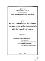 CỞ sở lý LUẬN và THỰC TIỄN của VIỆC QUY ĐỊNH TRÁCH NHIỆM HÌNH sự đối với các tội PHẠM về môi TRƯỜNG 