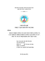 Hoàn thiện kế toán tiền lương và các khoản trích theo tiền lương ở Công ty Cổ phần đầu tư xuất nhập khẩu HC Việt Nam