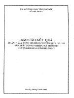 BÁO cáo kết QUẢ dự án xây DỰNG mô HÌNH CHUYỂN DỊCH cơ cấu sản XUẤT NÔNG NGHIỆP 3 xã MIỀN núi HUYỆN KIM BẢNG, TỈNH hà NAM 