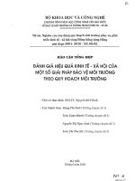 ĐÁNH GIÁ HIỆU QUẢ KINH tế xã hội của một số GIẢI PHÁP bảo vệ môi TRƯỜNG THEO QUY HOẠCH môi TRƯỜNG 