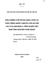Ảnh hưởng chế độ ăn ( giàu LIPID) và nước uống ( nước cam ép) lên sự hấp thu CYCLO SPORIN a trên người việt nam tình nguyện khỏe mạnh 