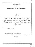 HIỆP ĐỊNH THƯƠNG mại VIỆT mỹ và NHỮNG yêu cầu đặt RA đối với VIỆC HOÀN THIỆN hệ THỐNG PHÁP LUẬT VIỆT NAM 