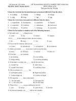 ĐỀ THAM KHẢO THI TN THPT 2016 (sở) đề thi thử thpt môn tiếng anh