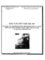BÁO cáo kết QUẢ dự án xây DỰNG các mô HÌNH ỨNG DỤNG TIẾN bộ KHOA học kỹ THUẬT NHẰM góp PHẦN ổn ĐỊNH và PHÁT TRIỂN KINH tế xã hội xã NGỌC BAY TỈNH KON TUM 