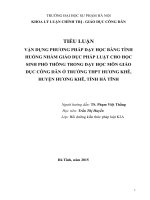 Tiểu luận giáo dục công dân: VẬN DỤNG PHƯƠNG PHÁP DẠY HỌC BẰNG TÌNH HUỐNG NHẰM GIÁO DỤC PHÁP LUẬT CHO HỌC SINH PHỔ THÔNG TRONG DẠY HỌC MÔN GIÁO DỤC CÔNG DÂN Ở TRƯỜNG THPT HƯƠNG KHÊ, HUYỆN HƯƠNG KHÊ, TỈNH HÀ TĨNH