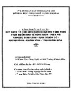 BÁO cáo kết QUẢ dự án xây DỰNG mô HÌNH ỨNG DỤNG KHOA học CÔNG NGHỆ  PHÁT TRIỂN KINH tế NÔNG THÔN MIỀN núi CHO KHU ĐỊNH CANH ĐỊNH cư TỈNH KHÁNH hòa 