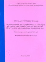 BÁO cáo dự án xây DỰNG mô HÌNH ỨNG DỤNG KHOA học và CÔNG NGHỆ hỗ TRỢ PHÁT TRIỂN KINH tế hộ GIA ĐÌNH THUỘC HAI xã TỈNH bắc kạn 