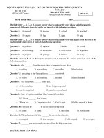 THPT tân ĐÔNG ĐỀ THI THỬ THPT QUỐC GIA MÔN TIẾNG ANH