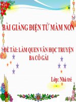 Bài giảng điện tử mầm non Lớp nhà trẻ đề tài Làm quen văn học truyện Ba cô gái