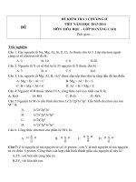 Đề kiểm tra 1 tiết hóa 10 chương 1 đề 2
