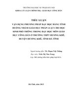 Tiểu luận giáo dục công dân: VẬN DỤNG PHƯƠNG PHÁP DẠY HỌC BẰNG TÌNH HUỐNG NHẰM GIÁO DỤC PHÁP LUẬT CHO HỌC SINH PHỔ THÔNG TRONG DẠY HỌC MÔN GIÁO DỤC CÔNG DÂN Ở TRƯỜNG THPT HƯƠNG KHÊ, HUYỆN HƯƠNG KHÊ, TỈNH HÀ TĨNH