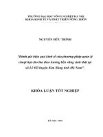 Đánh giá hiệu quả kinh tế của phương pháp quản lý chuột hại cho lúa theo hướng bền vững sinh thái tại xã lê hồ huyện kim bảng tỉnh hà nam