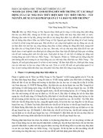 ĐÁNH GIÁ TỔNG THỂ ẢNH HƯỞNG ĐẾN MÔI TRƯỜNG TỪ CÁC HOẠT ĐỘNG CỦA CÁC NHÀ MÁY THỦY ĐIỆN KHU VỰC MIỀN TRUNG – TÂY NGUYÊN