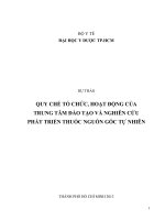QUY CHẾ TỔ CHỨC, HOẠT ĐỘNG CỦA TRUNG TÂM ĐÀO TẠO VÀ NGHIÊN CỨU PHÁT TRIỂN THUỐC NGUỒN GỐC TỰ NHIÊN