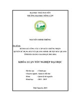 Đánh giá công tác cấp giấy chứng nhận quyền sử dụng đất tại xã quang minh – huyện bắc quang – tỉnh hà giang, giai đoạn 2012   2014 