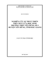 Luận văn nghiên cứu sự phát triển thể chất của học sinh trường THPT yên dũng số 1 huyện yên dũng, tỉnh bắc giang 