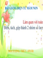 Bài giảng điện tử mầm non lớp Mầm đề tài Đếm tách gộp thành 2 nhóm số lượng trong phạm vi 4