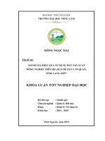 Đánh giá hiệu quả sử dụng đất sản xuất nông nghiệp trên địa bàn huyện văn quan   tỉnh lạng sơn 