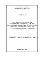 Đánh giá phân hạng thích nghi đất trồng mía tại một số xã khu vực phía nam huyện sơn dương, tỉnh tuyên quang trên cơ sở ứng dụng phần mềm ALES và phần mềm PRIMER 5 0 kết nối với GIS 