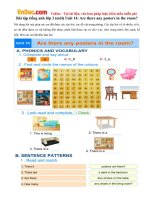 Bài tập tiếng anh lớp 3 (mới) Unit 14: Are there any posters in the room?