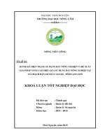 Đánh giá hiện trạng sử dụng đất nông nghiệp và đề xuất giải pháp nâng cao hiệu quả sử dụng đất nông nghiệp tại xã thạch đạn   huyện cao lộc   tỉnh lạng sơn 
