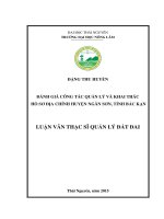Đánh giá công tác quản lý và khai thác hồ sơ địa chính huyện ngân sơn, tỉnh bắc kạn 