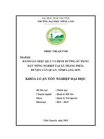 Đánh giá hiệu quả và định hướng sử dụng đất nông nghiệp tại xã tràng phái   huyện văn quan   tỉnh lạng sơn 