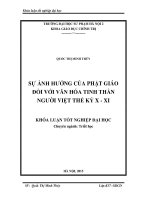 Sự ảnh hưởng của phật giáo đối với văn hóa tinh thần người việt thế kỷ x   XI 