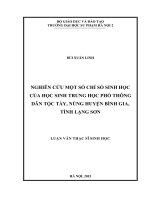 Nghiên cứu một số chỉ số sinh học của học sinh trung học phổ thông dân tộc tày, nùng huyện bình gia, tỉnh lạng sơn 