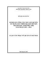 Đánh giá công tác đấu giá quyền sử dụng đất trên địa bàn huyện thanh sơn, tỉnh phú thọ giai đoạn 2011   2014 