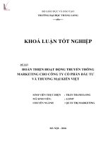 Hoàn thiện hoạt động truyền thông marketing cho công ty cổ phần đầu tư và thương mại kiến việt 