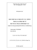 LUẬN VĂN THẠC SĨ : KHÁC BIỆT QUAN NIỆM GIỮA VỢ  CHỒNG TRONG GIA ĐÌNH TRẺ VỀ MỘT SỐ GIÁ TRỊ GIA ĐÌNH HIỆN NAY  (