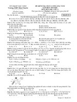 Đề thi khảo sát chất lượng đầu năm môn Hóa học lớp 11 trường THPT Hàn Thuyên, Bắc Ninh năm học 2015 - 2016