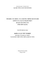 khóa luận Tìm hiểu tác động của chương trình chuyển đổi giống lúa tại huyện Gò Công Tây tỉnh Tiền Giang