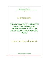 Nâng cao chất lượng tín dụng với doanh nghiệp nhỏ và vừa tại NHTMCP Phương Đông