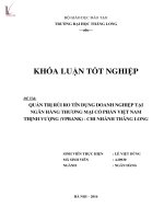 Quản trị rủi ro tín dụng doanh nghiệp tại ngân hàng thương mại cổ phần việt nam thịnh vượng (VPBank)   chi nhánh thăng long 
