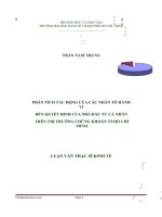 Tác động của nhân tố hành vi đến quyết định của nhà đầu tư cá nhân trên thị trường chứng khoán HCM