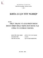 Thực trạng và giải pháp nhằm hoàn thiện hoạt động bán hàng tại công ty cổ phần veetex 