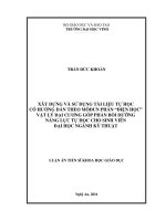 Xây dựng và sử dụng tài liệu tự học có hướng dẫn theo môđun phần “điện học” vật lý đại cương góp phần bồi dưỡng năng lực tự học cho sinh viên đại học ngành kỹ thuật