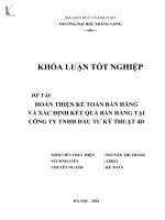 Hoàn thiện kế toán bán hàng và xác định kết quả bán hàng tại công ty TNHH đầu tư kỹ thuật 4d 