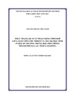 Thực trạng quản lý hoạt động phối hợp giữa giáo viên chủ nhiệm và cha mẹ học sinh ở một số trường trung học phổ thông thành phố đà lạt, tỉnh lâm đồng 